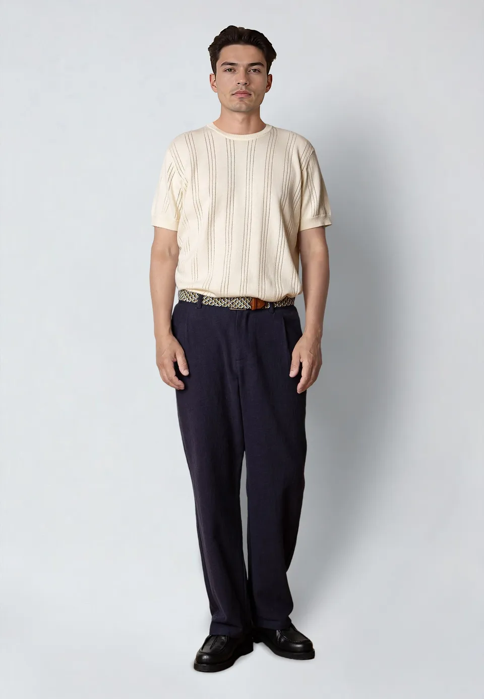 clean-cut-copenhagen-robin-strick-t-shirt-ecru image 1
