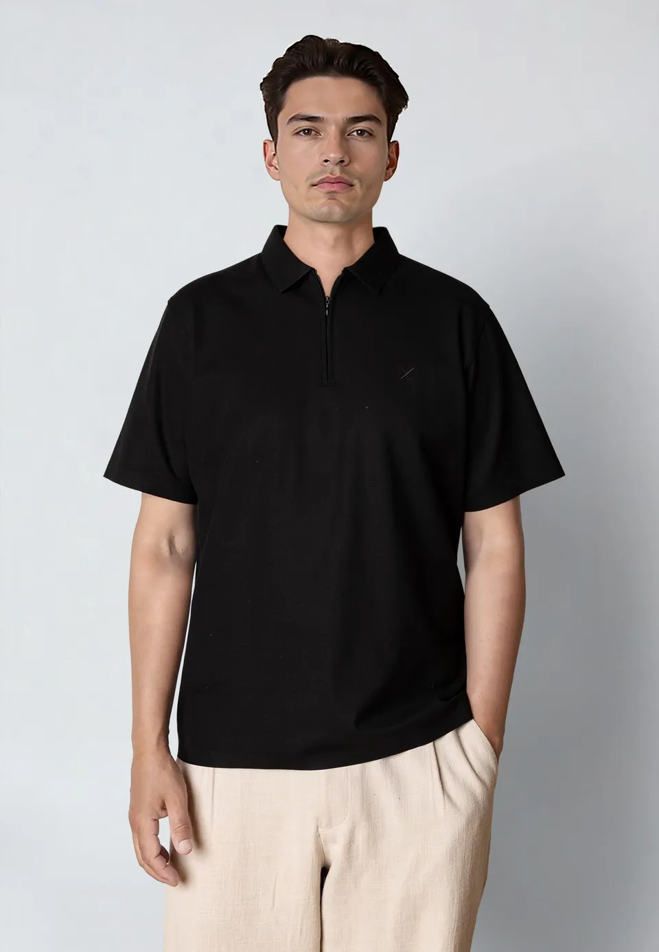 clean-cut-copenhagen-joss-zip-polo-schwarz-herren image 1