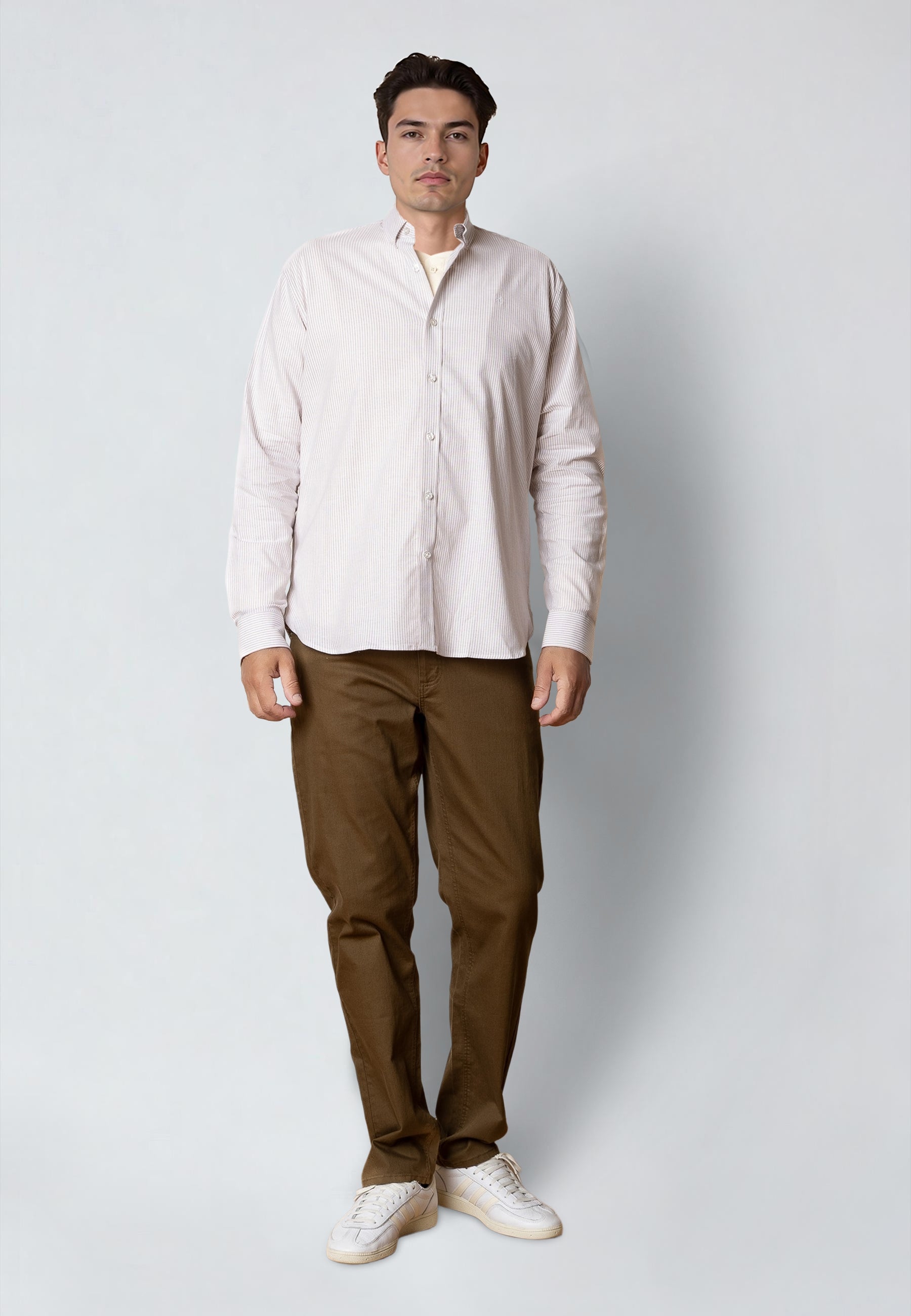 clean-cut-copenhagen-oxford-stretch-hemd-khaki-gestreift image 2