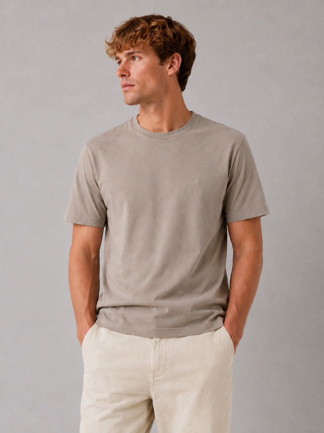 clean-cut-copenhagen-stable-t-shirt-brindle-beige-basic image 1