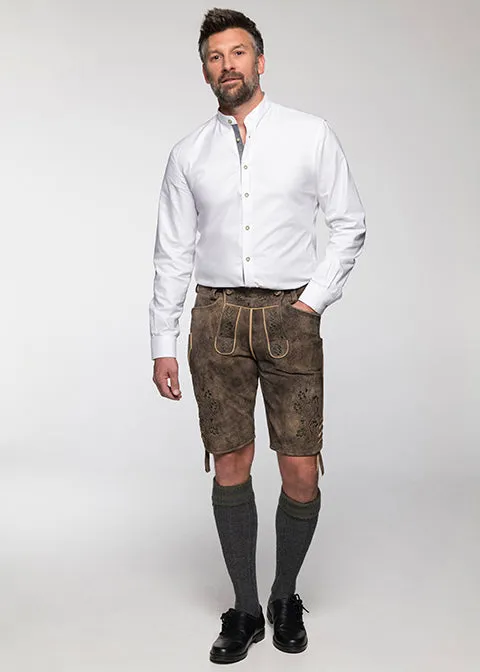 beckert-lederhosen-moses-kurze-lederhose-tabacco-stickerei image 1
