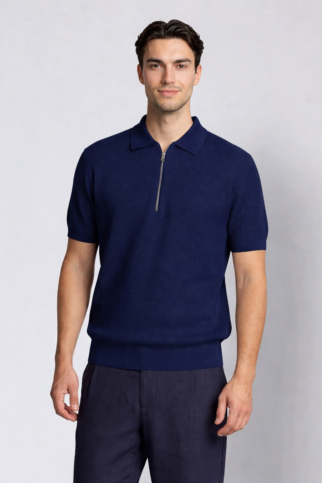 clean-cut-copenhagen-karl-zip-polo-navy-baumwolle image 2