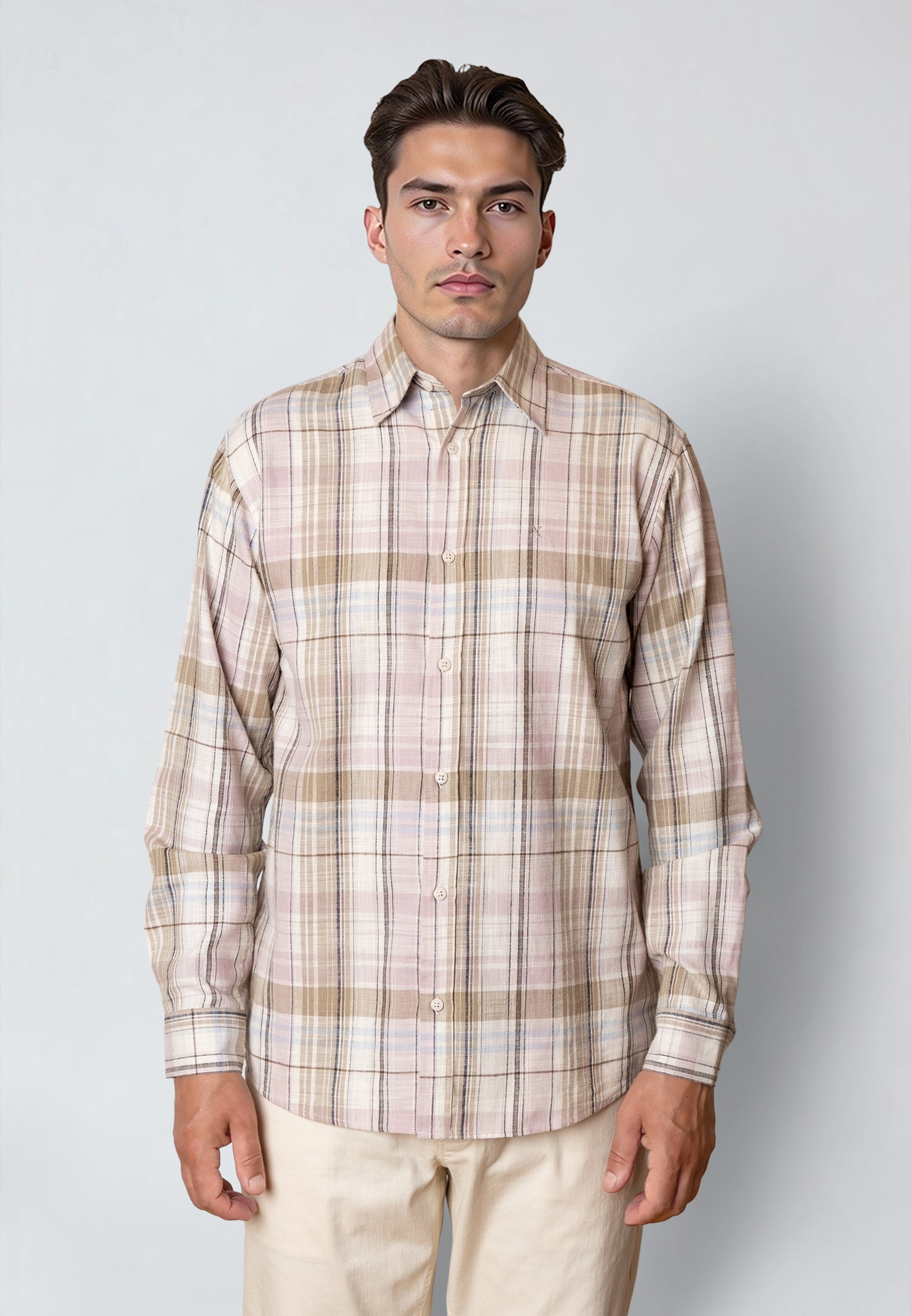 clean-cut-remy-checked-langarm-hemd-ecru-violet-ice-kariert image 2