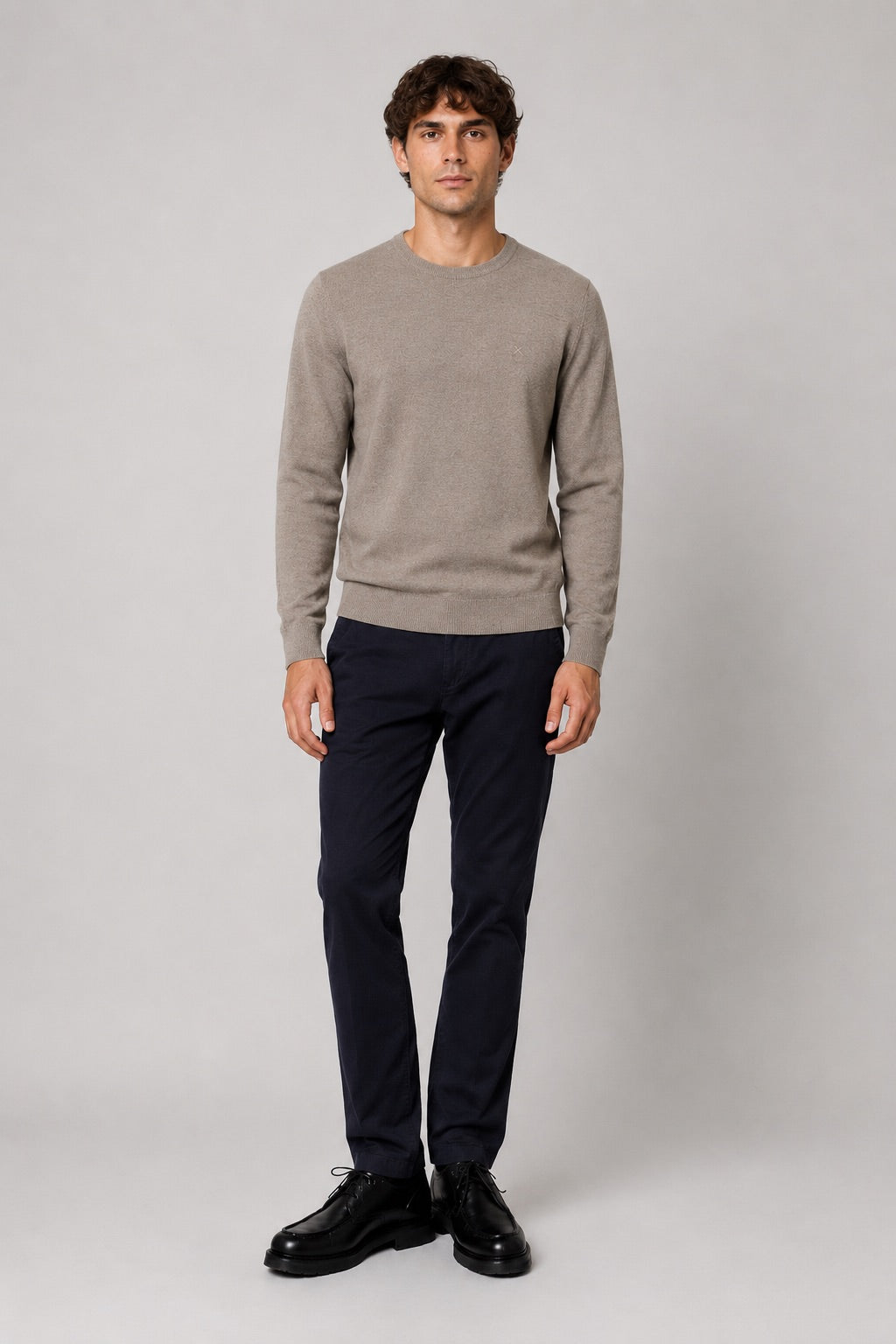clean-cut-copenhagen-merino-crewneck-strick-beige-meliert image 3