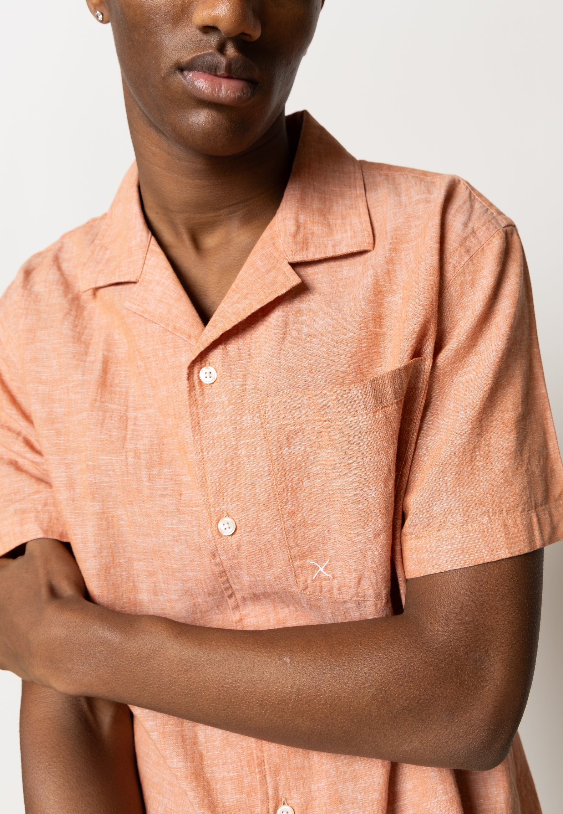 clean-cut-copenhagen-giles-baumwoll-leinen-hemd-orange-melange-s image 3
