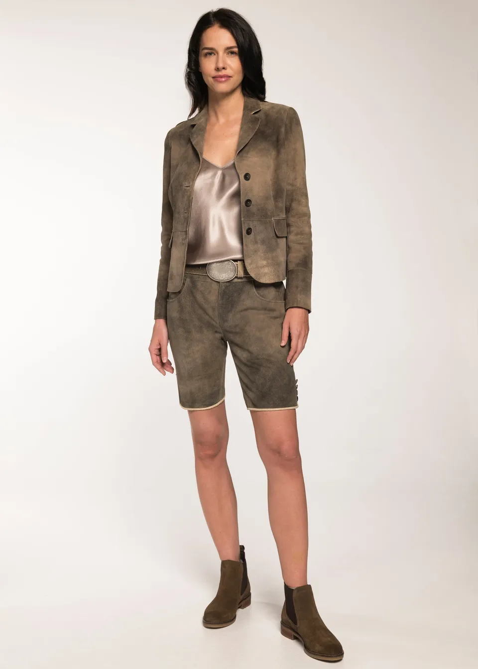 beckert-damen-lederhosen-cathryn-lederhose-smoke-kurz image 1
