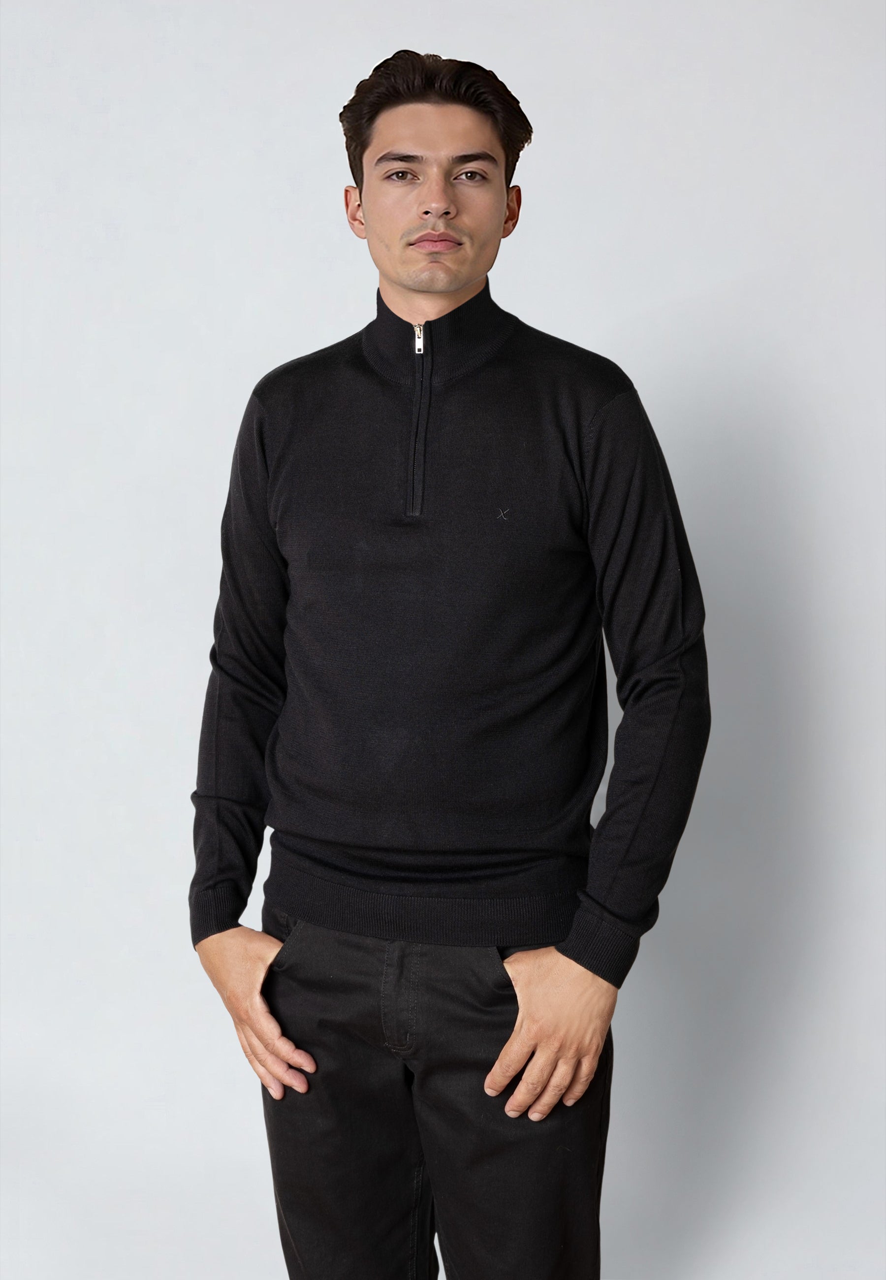 clean-cut-copenhagen-merino-1-2-zip-strickpullover-schwarz-herren image 1