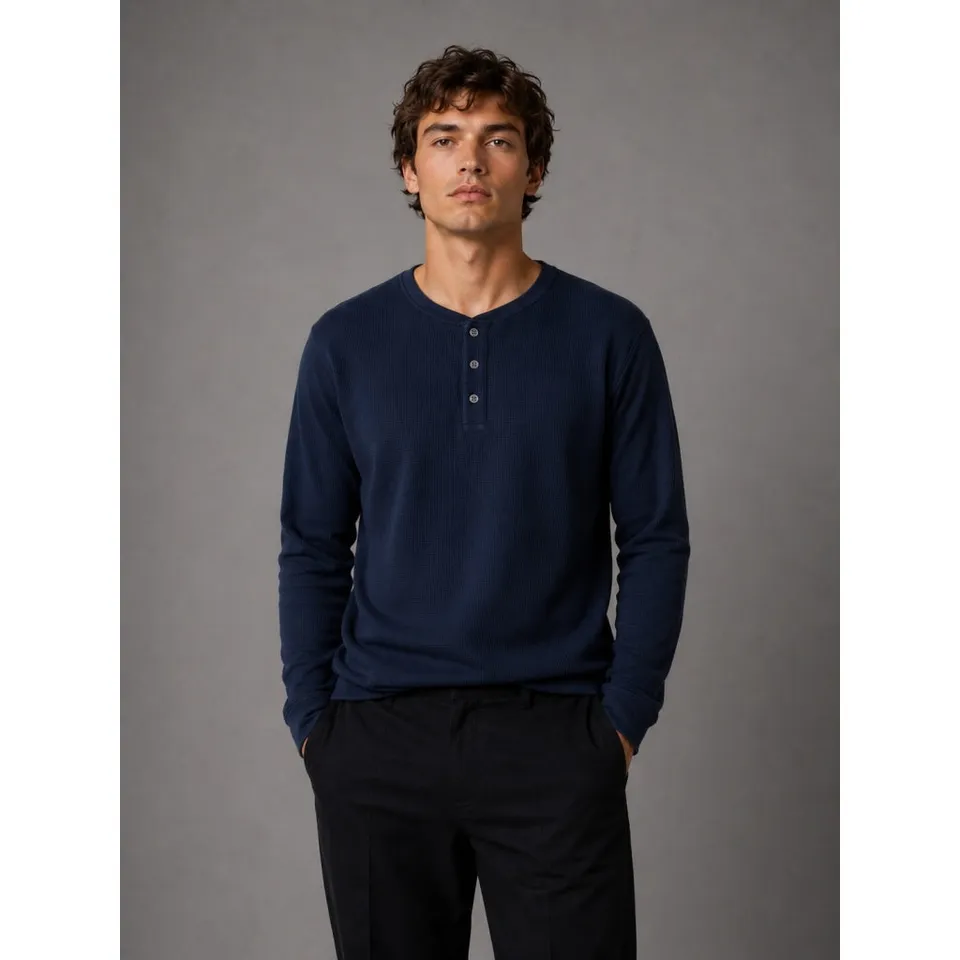 clean-cut-copenhagen-cal-grandad-langarm-shirt-dunkelblau image 1