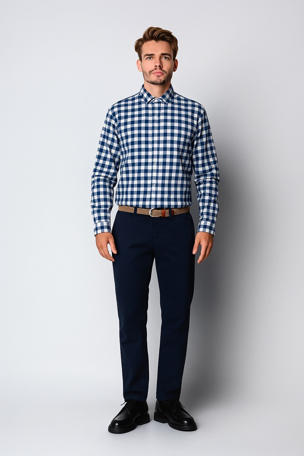clean-cut-copenhagen-birkely-hemd-herren-navy-kariert-baumwolle image 2