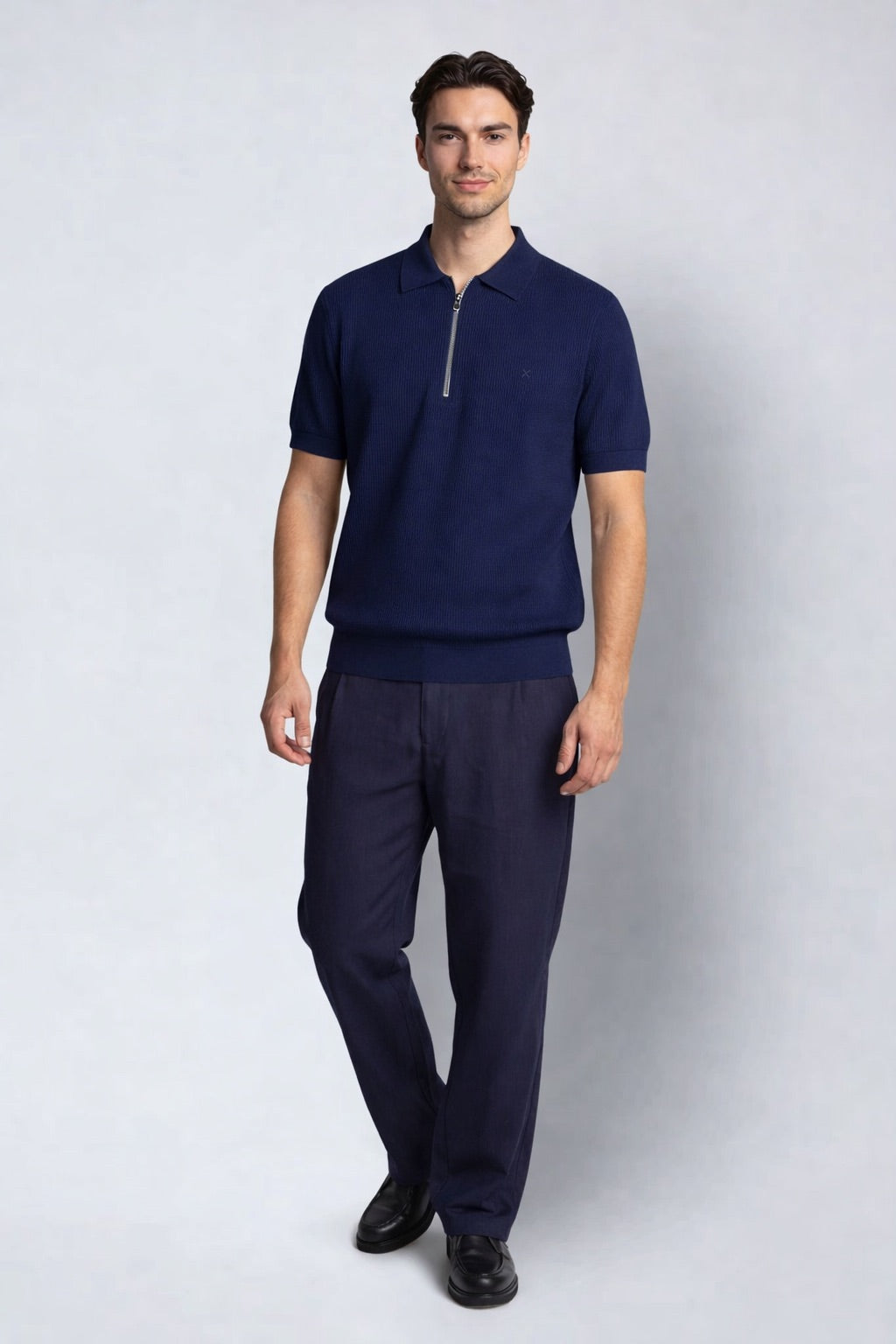 clean-cut-copenhagen-karl-zip-polo-navy-baumwolle image 3