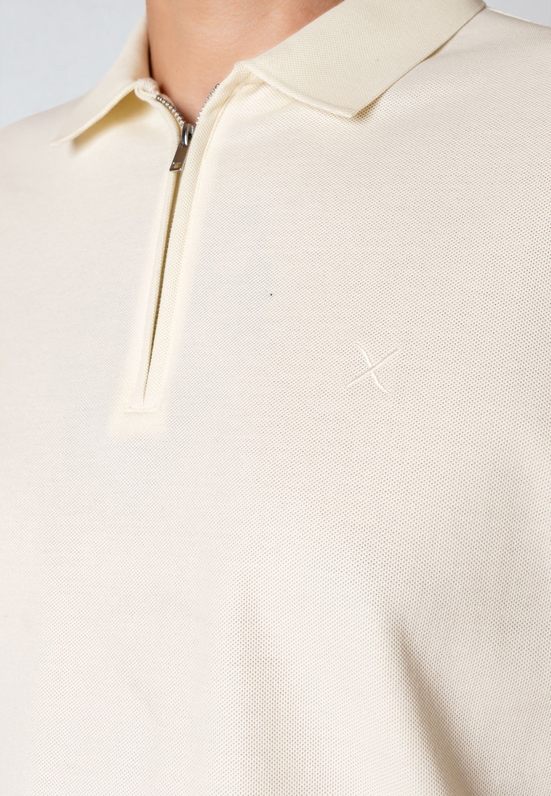 clean-cut-copenhagen-joss-zip-polo-ecru-baumwolle image 2