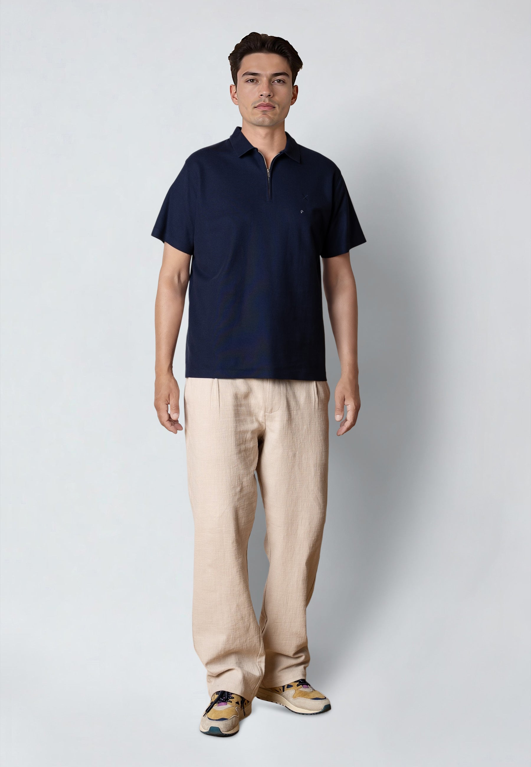 clean-cut-copenhagen-joss-zip-polo-navy-baumwolle-piqu image 3