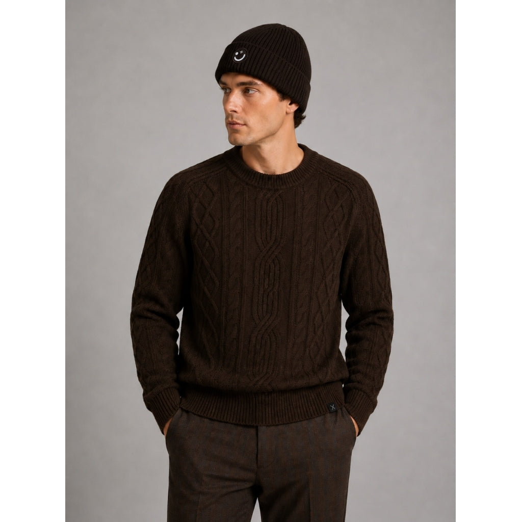 clean-cut-copenhagen-smiley-beanie-dark-brown-melange-wollmix image 2