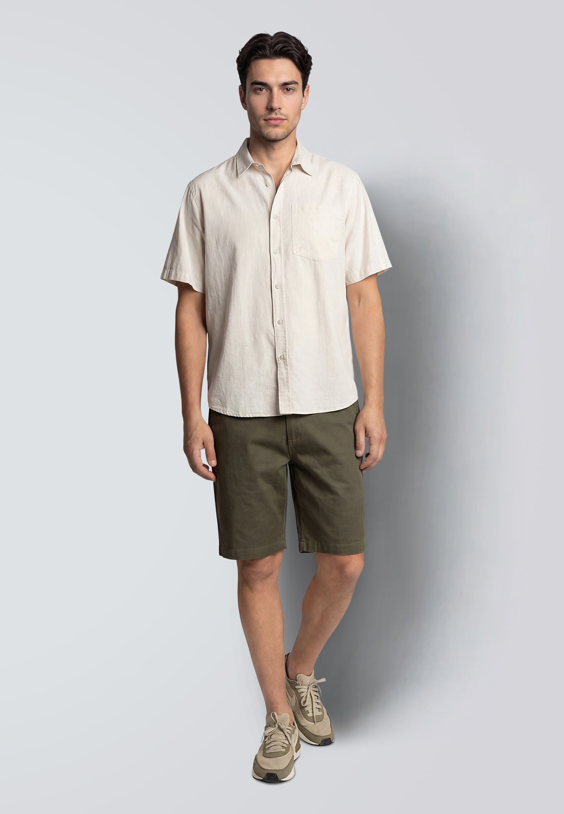 clean-cut-copenhagen-mitchell-twill-shorts-army-chino-stretch image 1