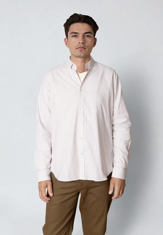 clean-cut-copenhagen-oxford-stretch-hemd-khaki-gestreift image 1