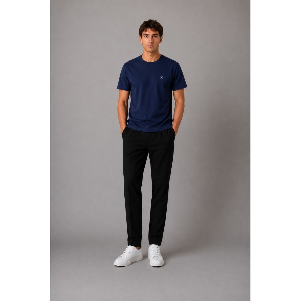 clean-cut-copenhagen-x-t-shirt-navy-bio-baumwolle-logo image 3
