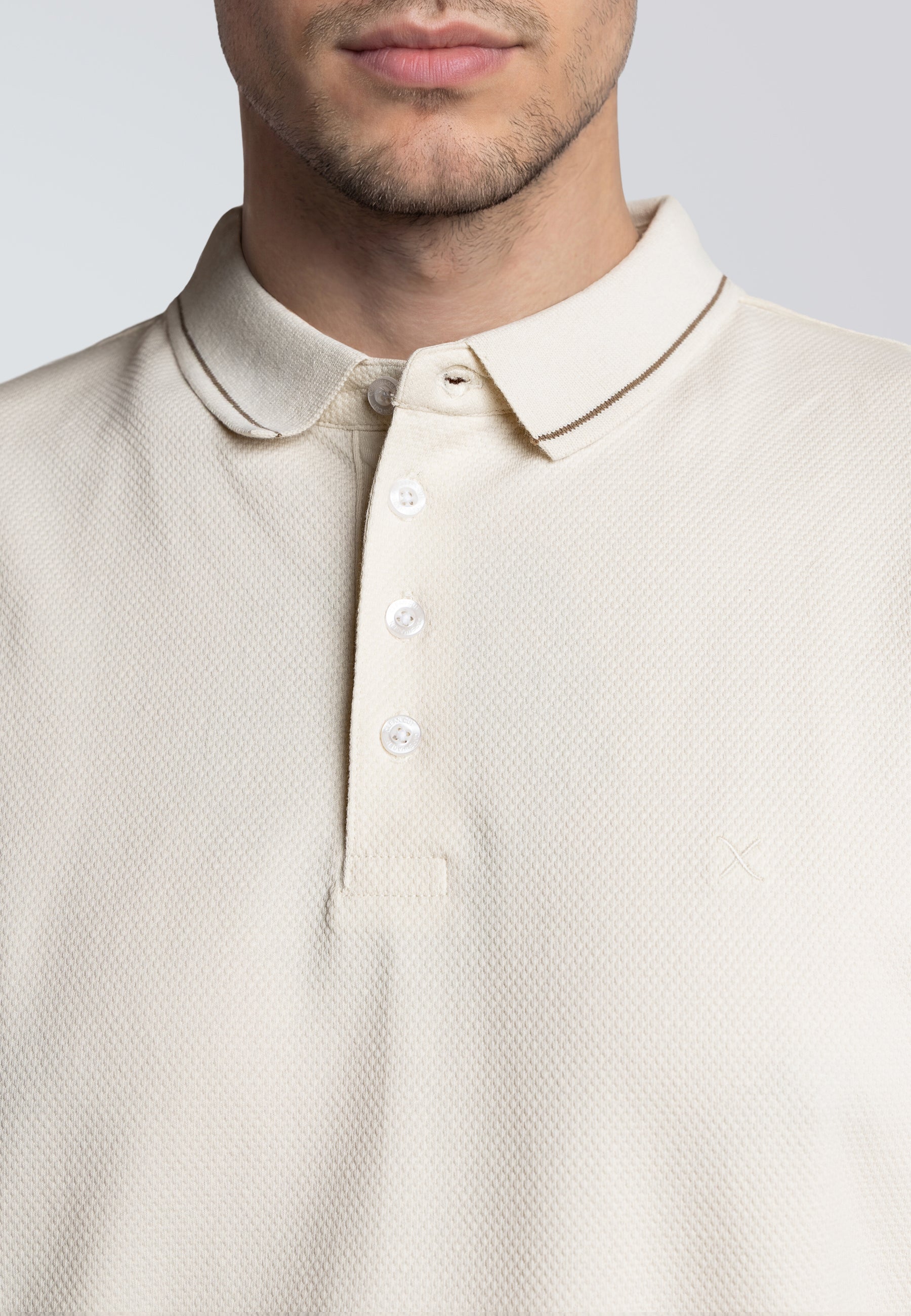 clean-cut-copenhagen-raphael-polo-ecru-stretch-baumwolle image 1