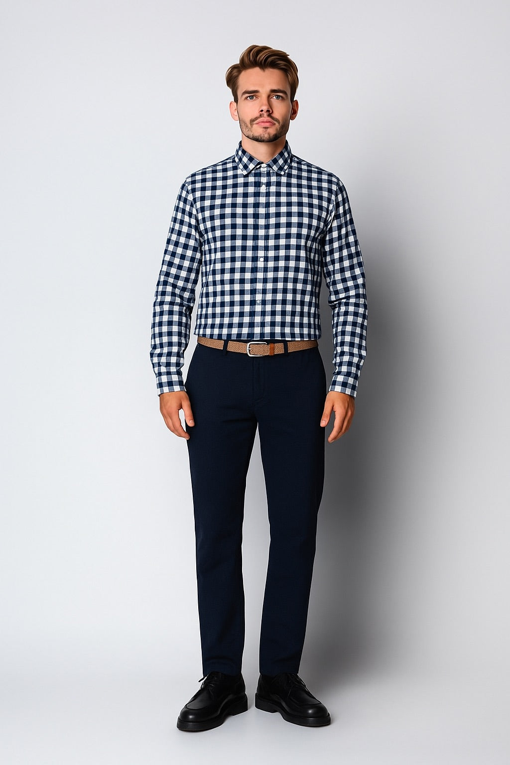 clean-cut-copenhagen-skovlund-hemd-herren-navy-kariert image 2