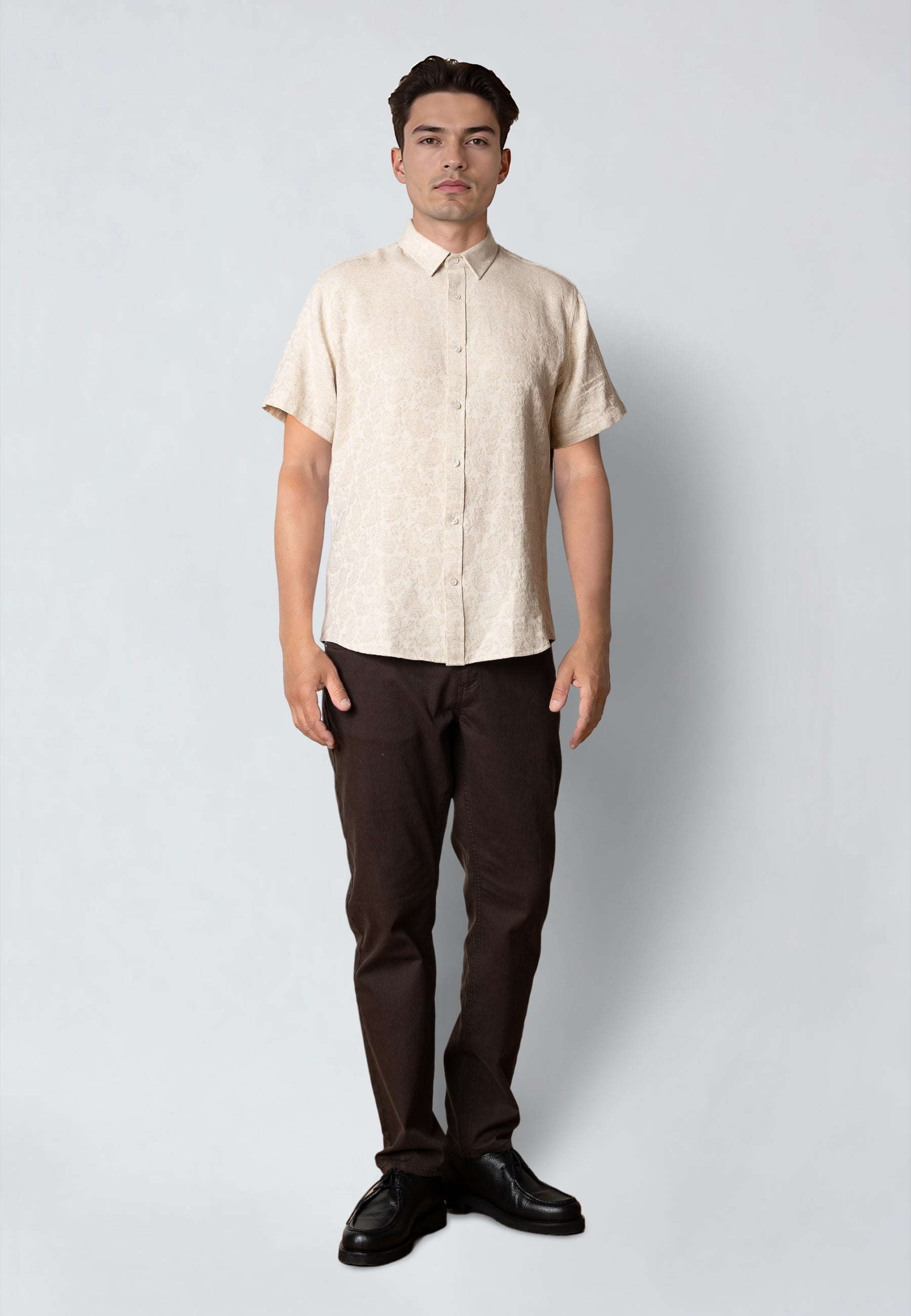 clean-cut-copenhagen-forde-kurzarm-hemd-ecru-baumwolle image 2