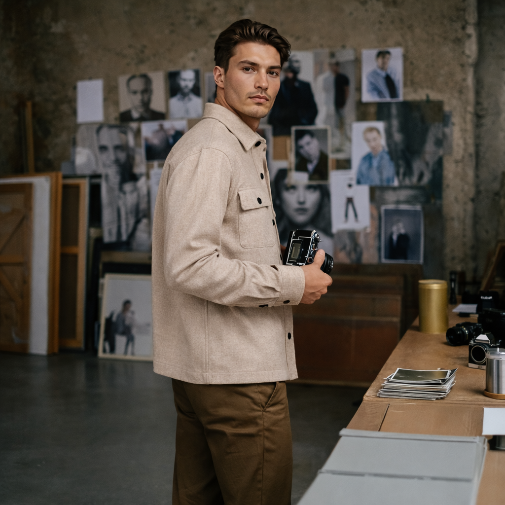 clean-cut-copenhagen-barron-overshirt-beige-melange image 5