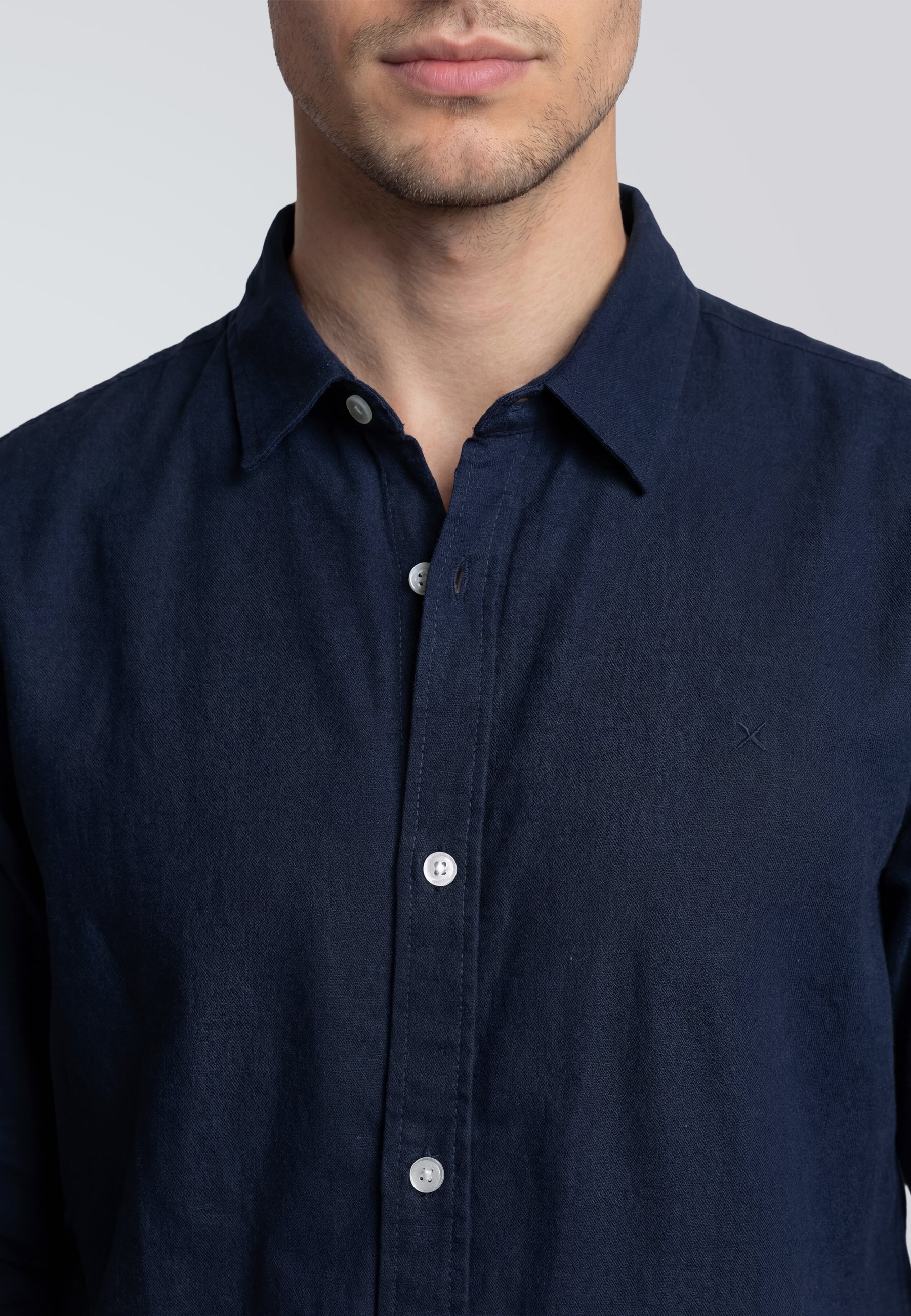 clean-cut-copenhagen-luca-kurzarm-hemd-navy-baumwolle-leinen image 4