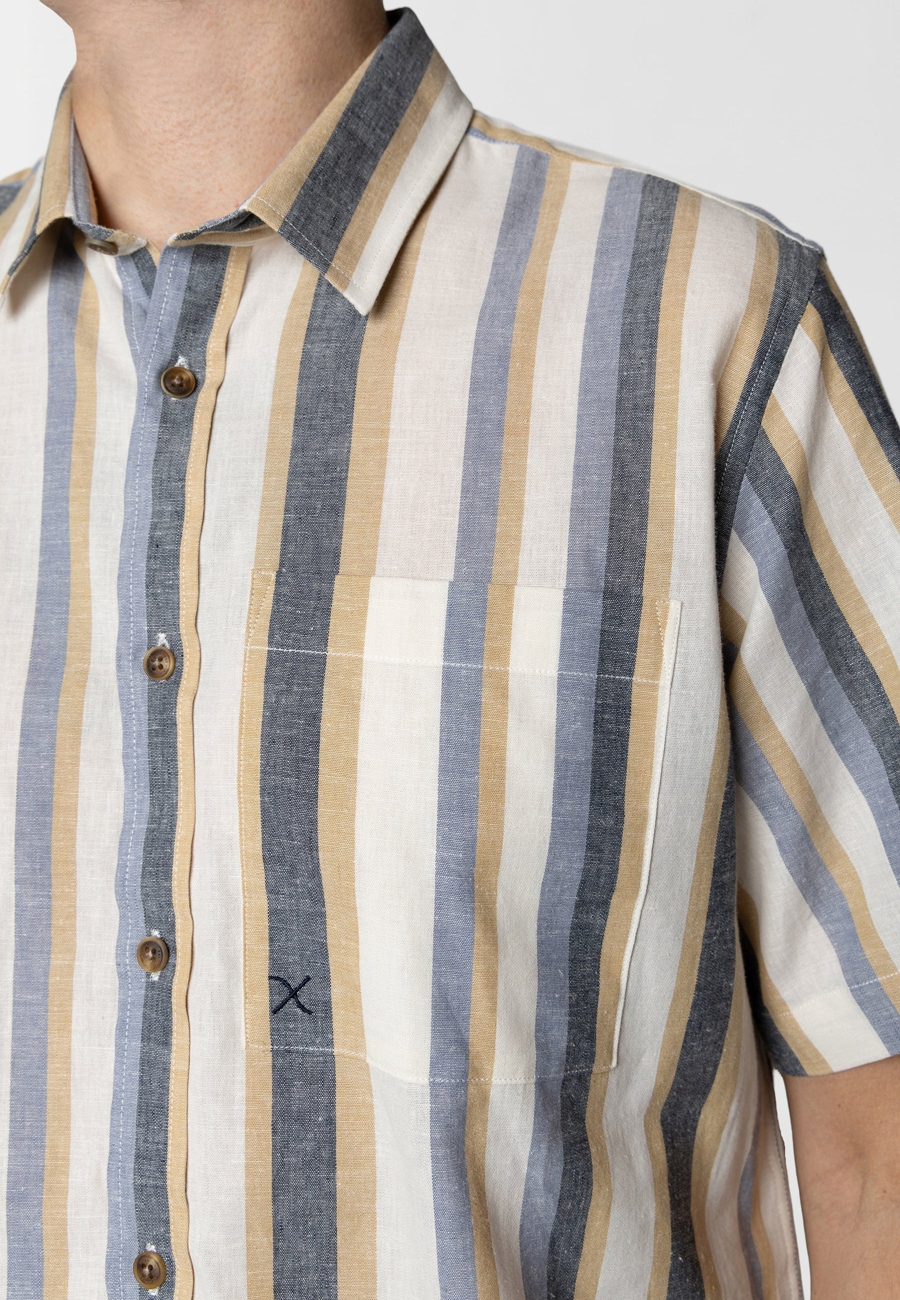 clean-cut-copenhagen-eli-s-s-shirt-hemd-ecru-blau-streifen image 3