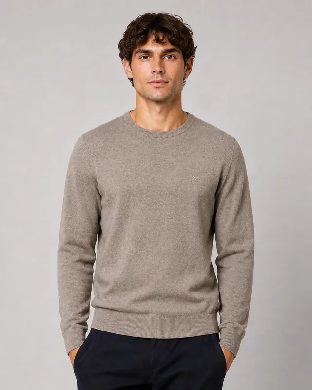 clean-cut-copenhagen-merino-crewneck-strick-beige-meliert image 1