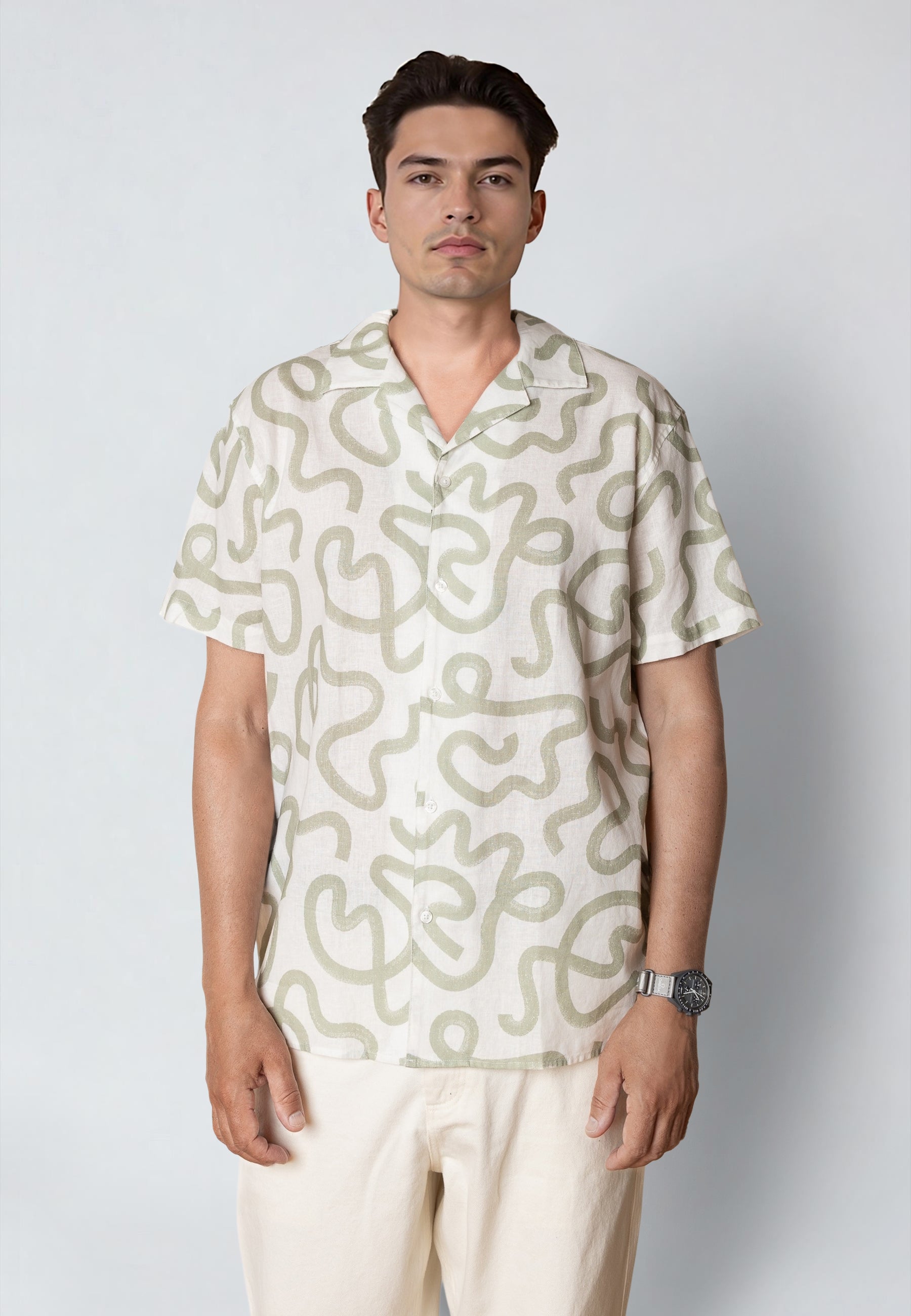 clean-cut-copenhagen-cleave-kurzarmhemd-sage-leinen image 1