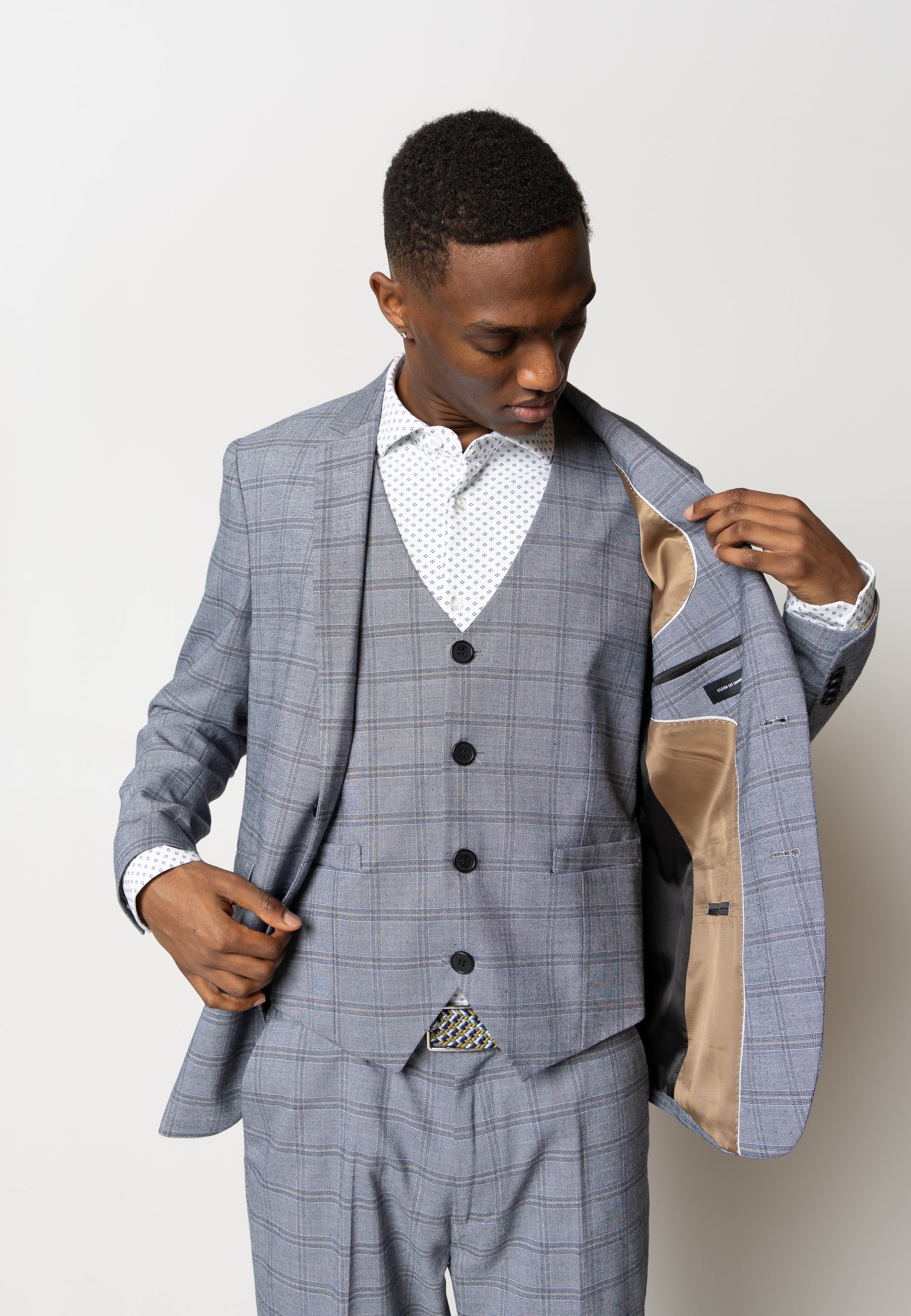 clean-cut-copenhagen-storm-xo-blazer-navy-khaki-karo image 1