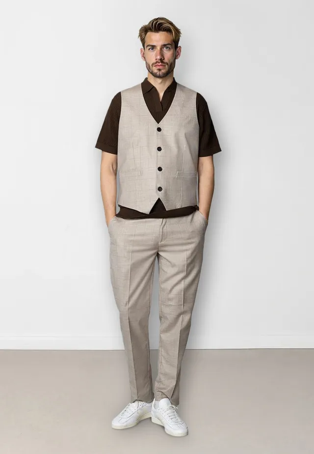 clean-cut-copenhagen-mateo-weste-herren-braun-karo-melange image 1
