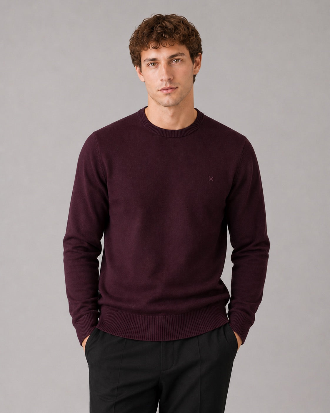 clean-cut-copenhagen-merino-crewneck-huckleberry-melange image 1