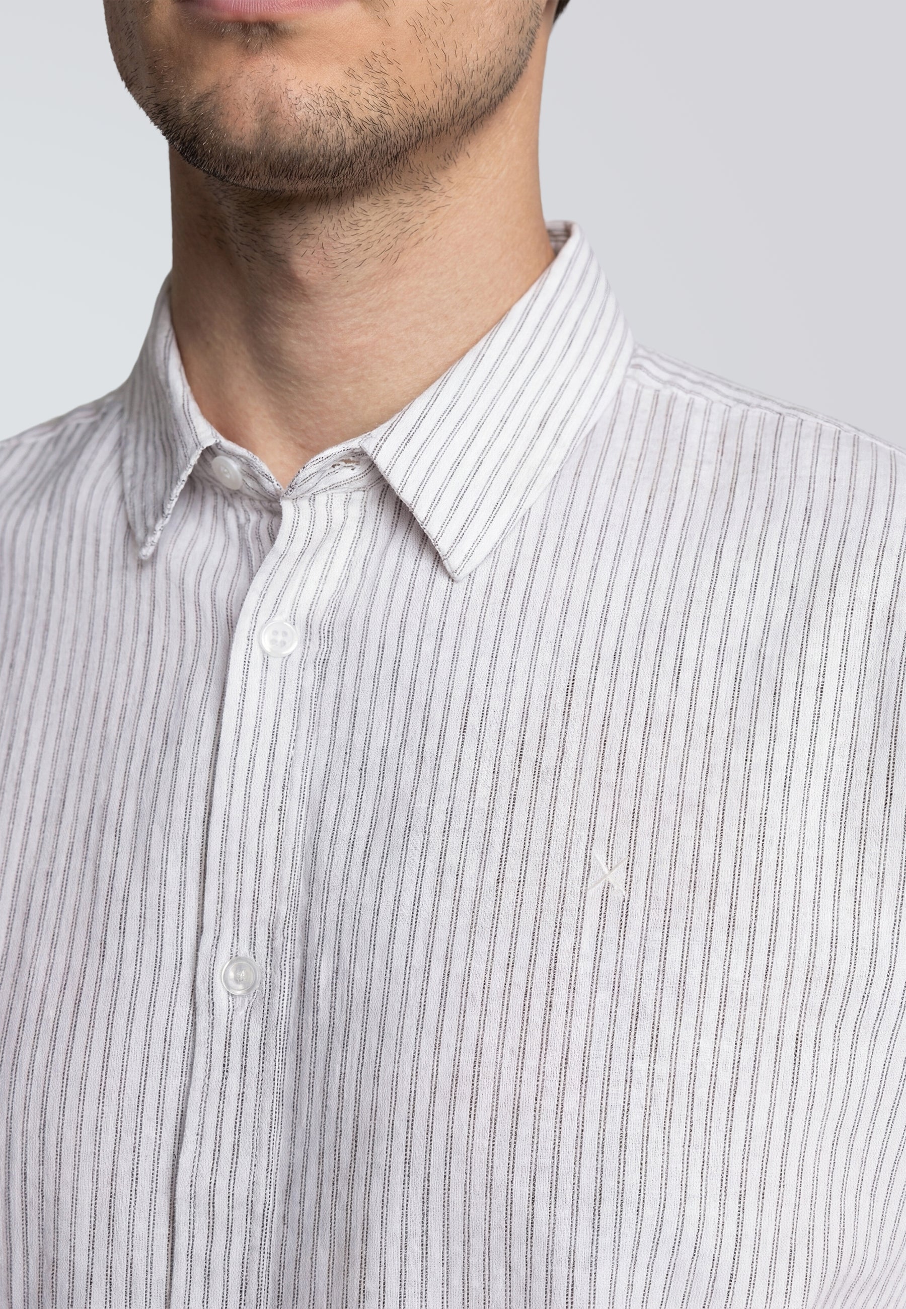 clean-cut-copenhagen-luca-kurzarmhemd-wei-leinen-streifen image 2