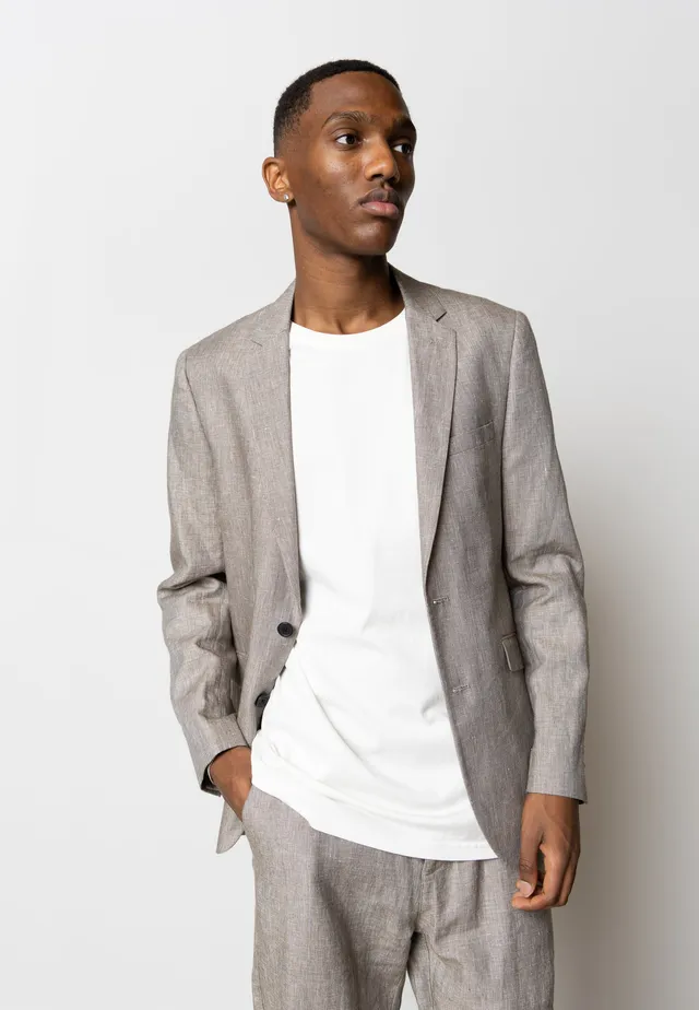 clean-cut-copenhagen-roman-leinen-blazer-khaki-melange-herren image 1