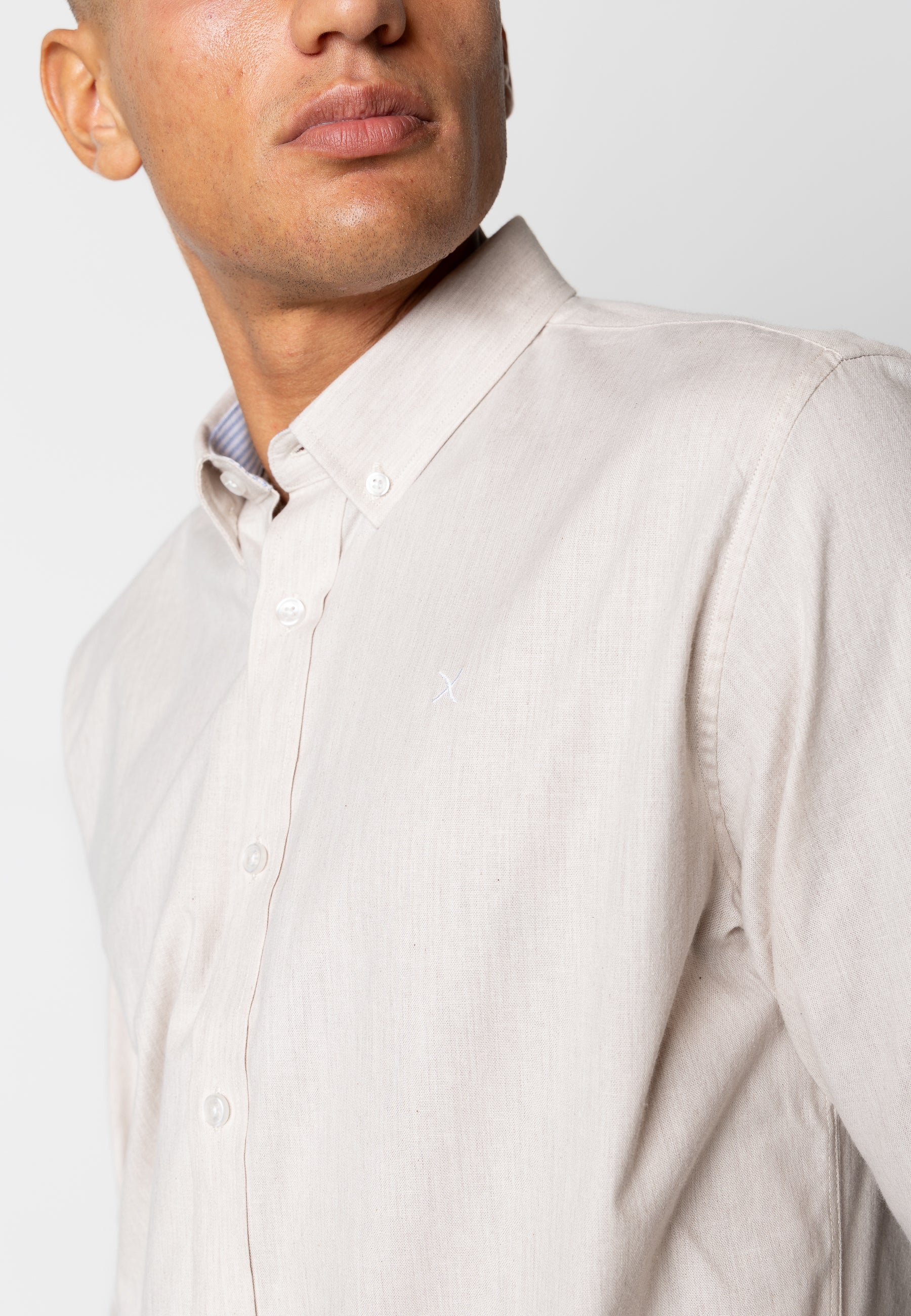 clean-cut-copenhagen-oxford-stretch-hemd-sand-melange image 4