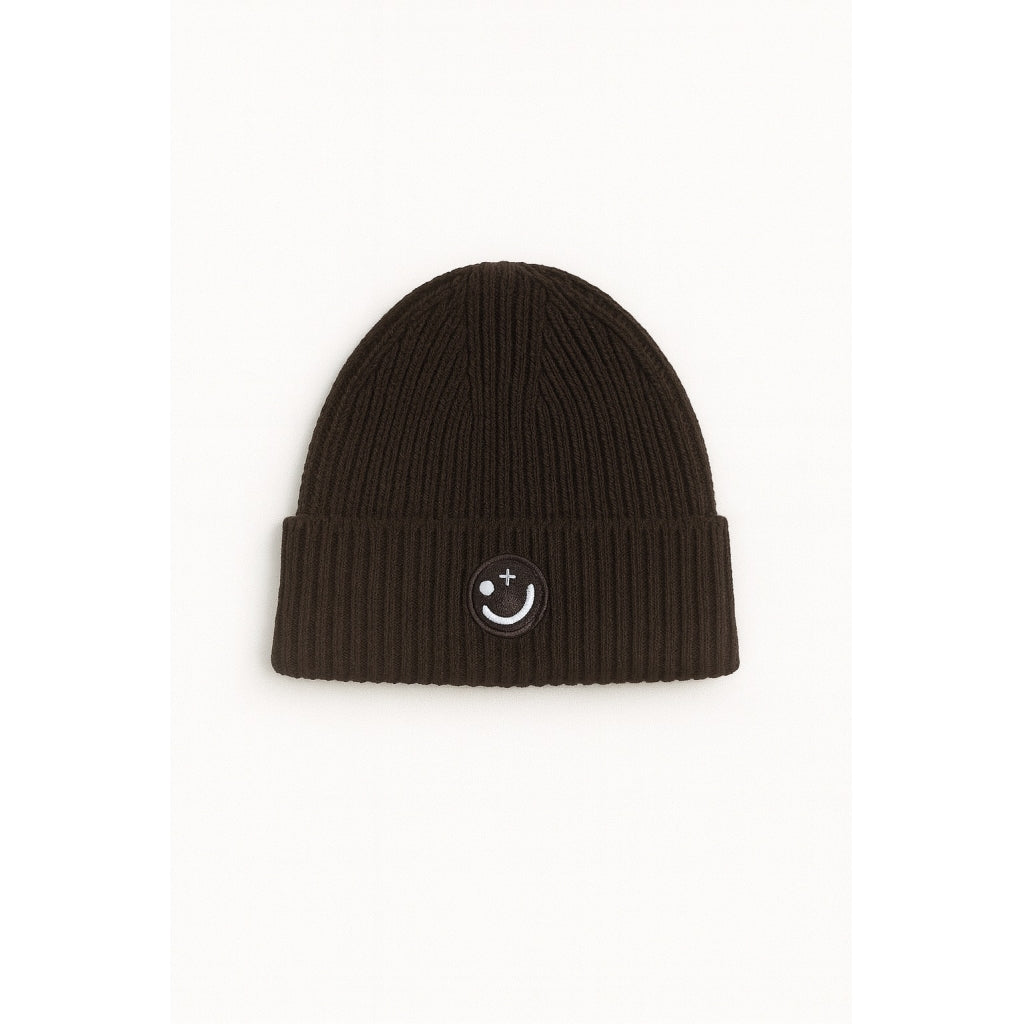 clean-cut-copenhagen-smiley-beanie-dark-brown-melange-wollmix image 3
