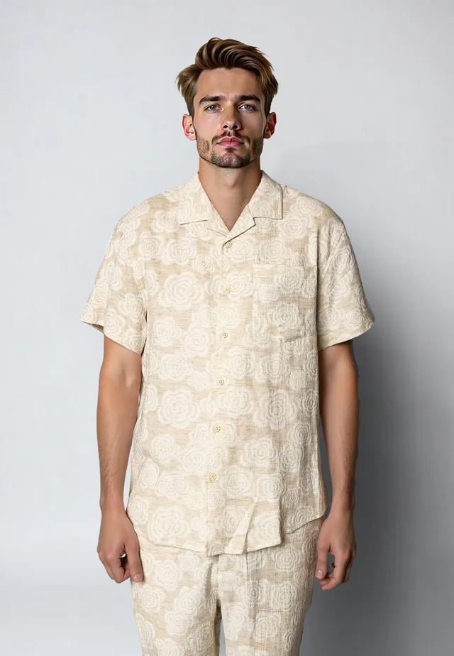 clean-cut-copenhagen-carter-herren-hemd-ecru-jacquard image 1