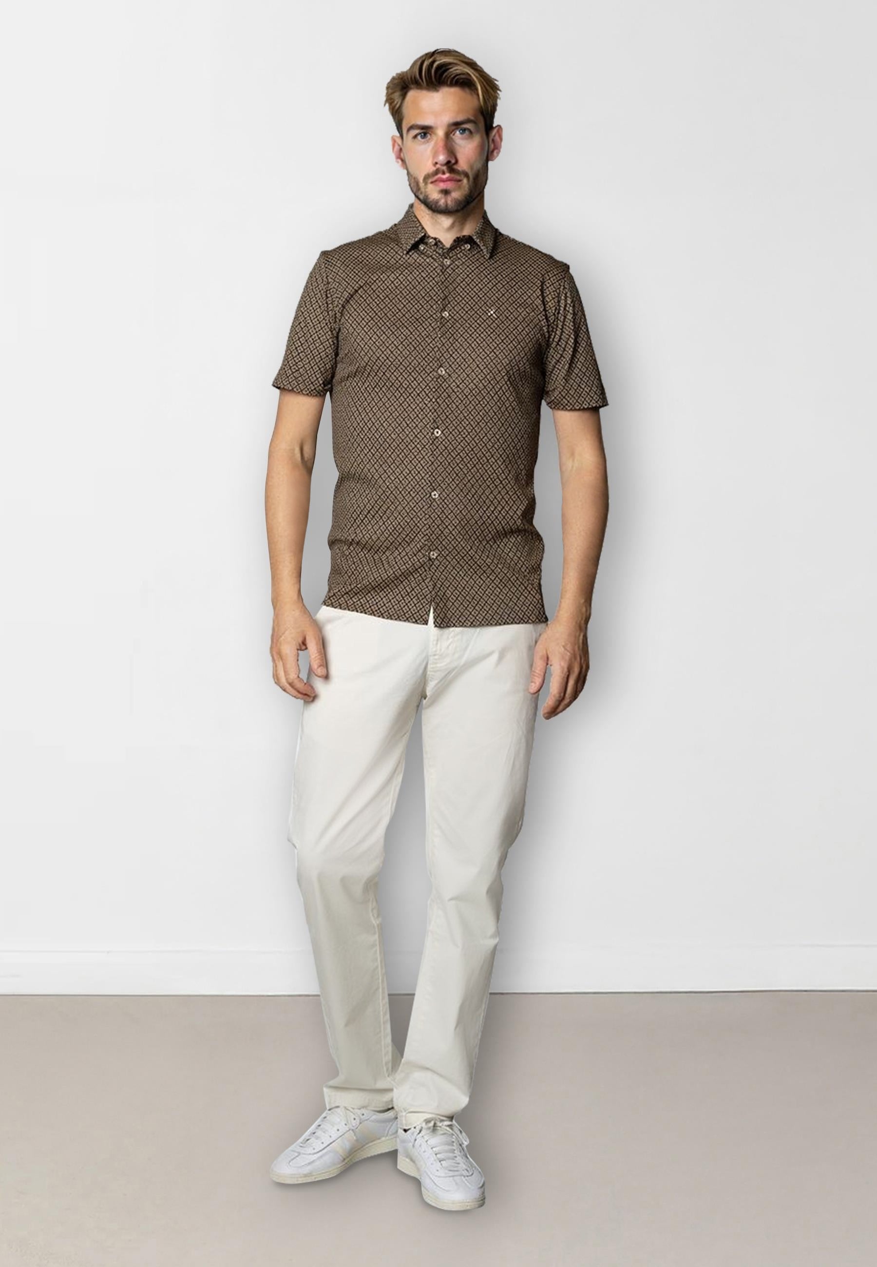 clean-cut-copenhagen-clean-formal-aop-kurzarmhemd-braun-l-stretch image 3