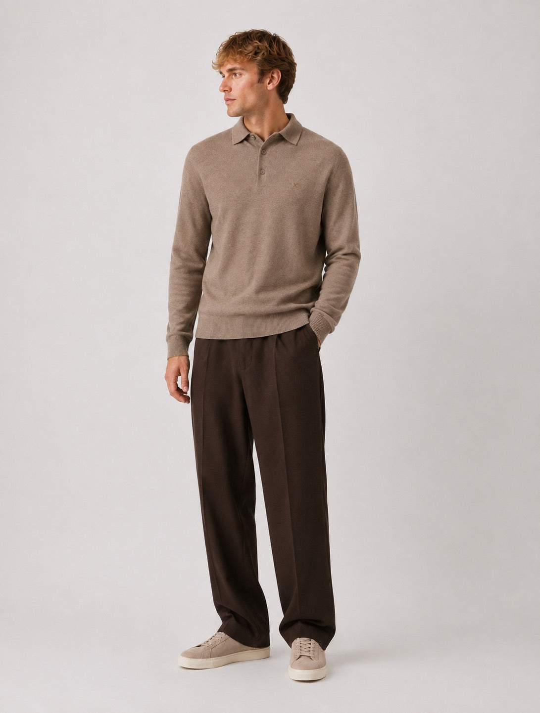 clean-cut-copenhagen-merino-polo-strick-dunkelbeige-herren image 3