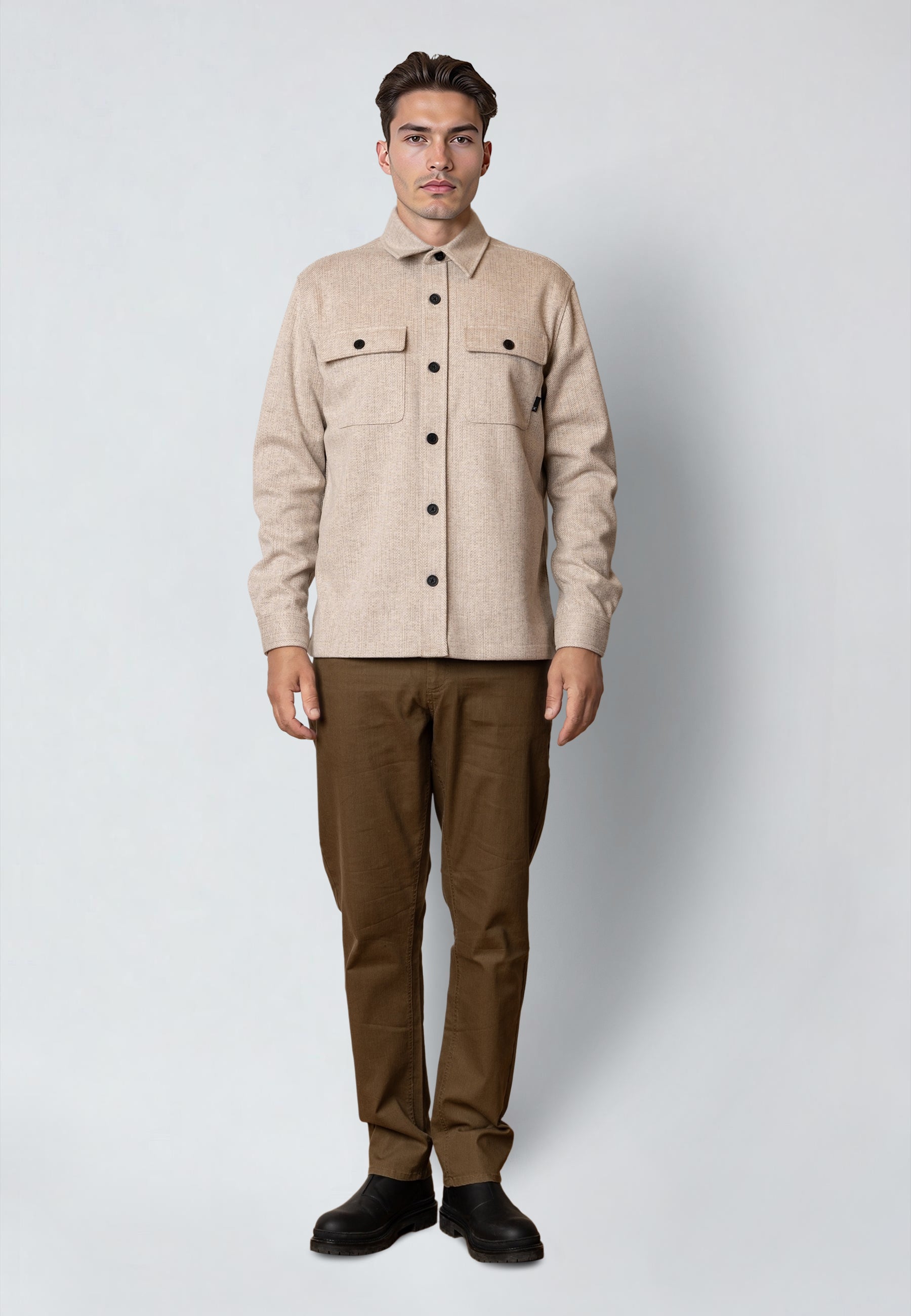 clean-cut-copenhagen-barron-overshirt-beige-melange image 3