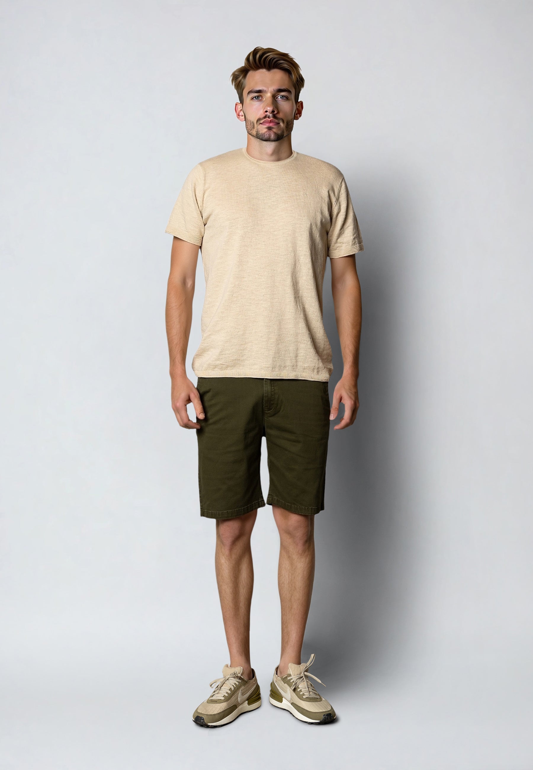 clean-cut-copenhagen-milano-twill-chino-shorts-herren-army image 2