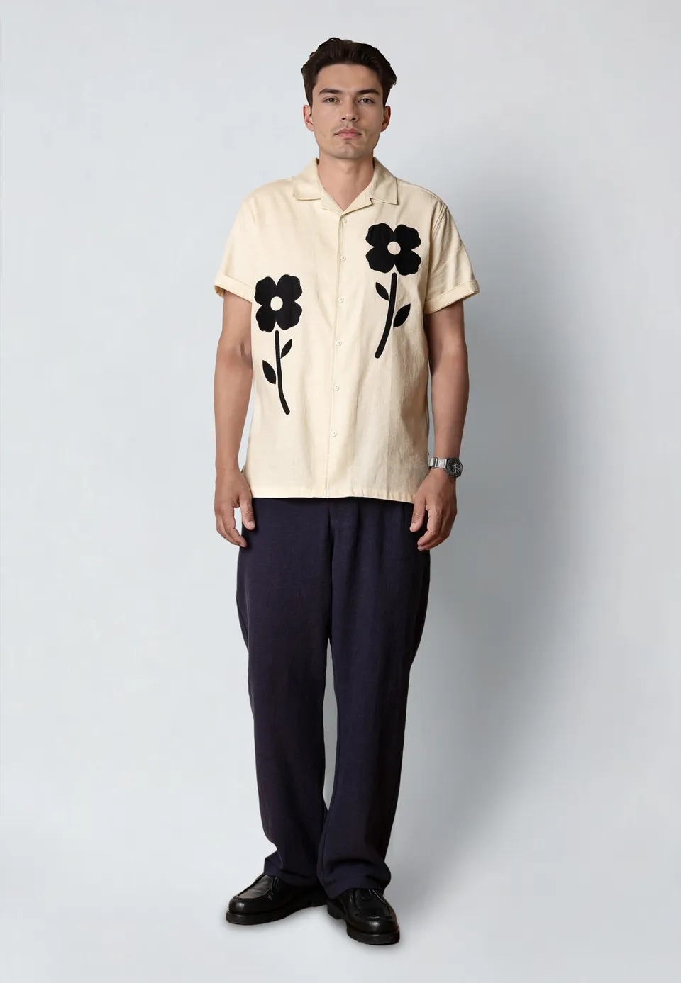 clean-cut-copenhagen-feliz-s-s-shirt-hemd-ecru-bowlingkragen image 1
