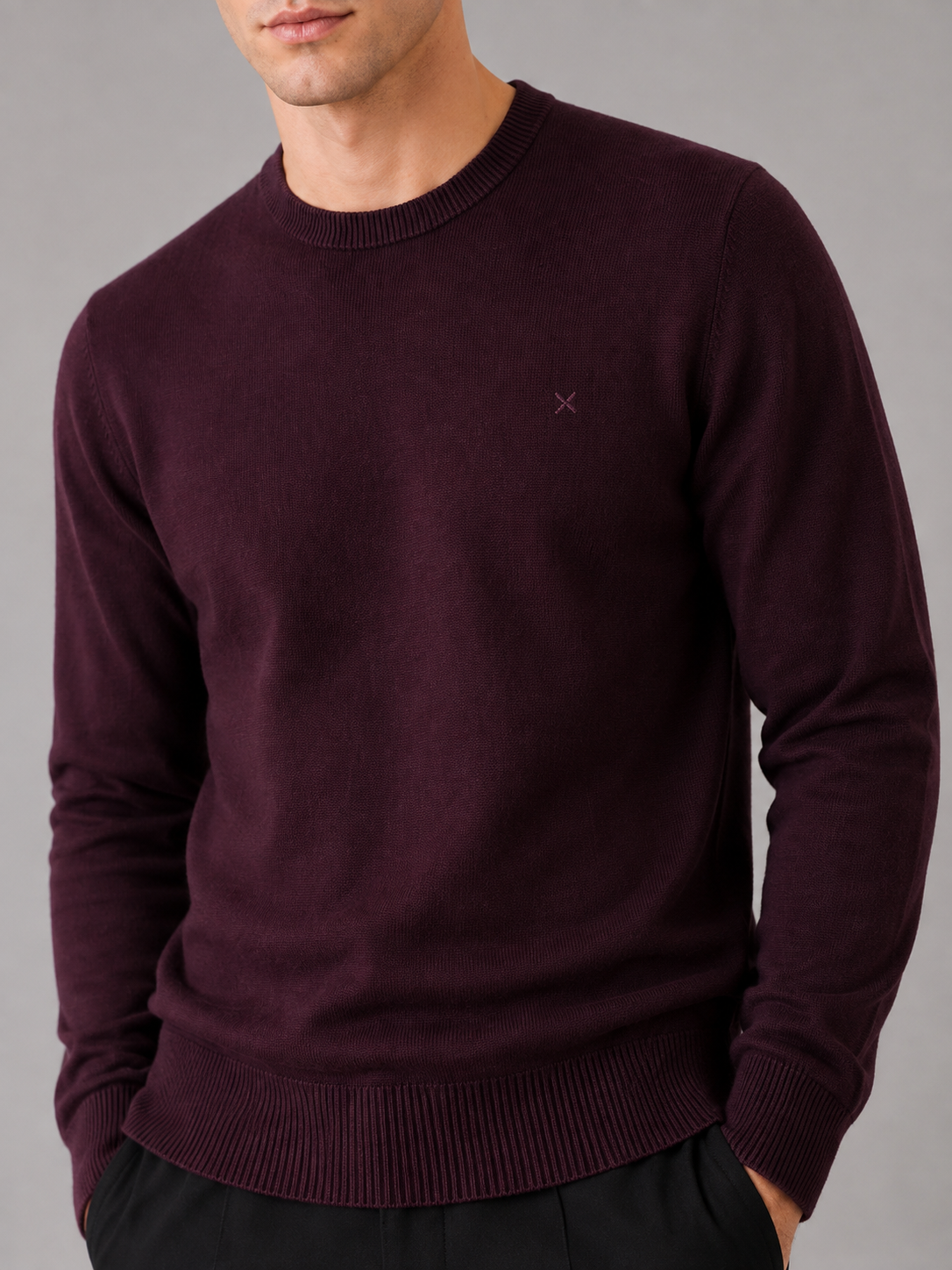 clean-cut-copenhagen-merino-crewneck-huckleberry-melange image 2