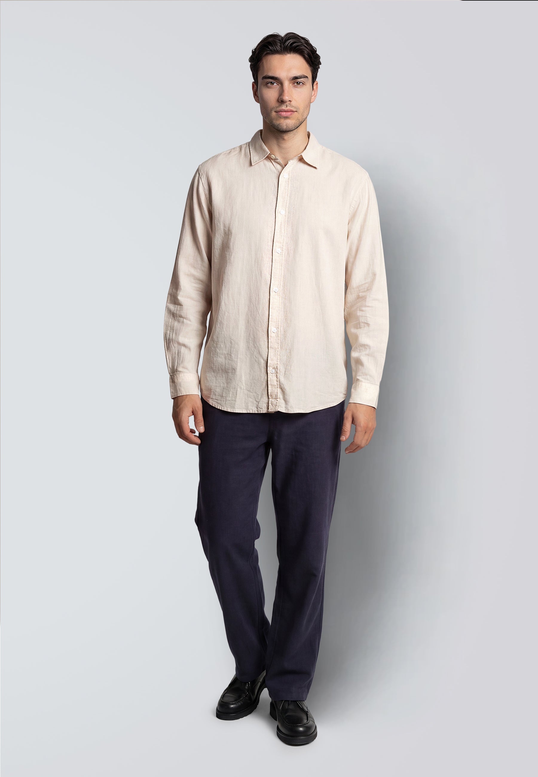 clean-cut-copenhagen-luca-leinenhemd-light-beige-baumwolle image 3