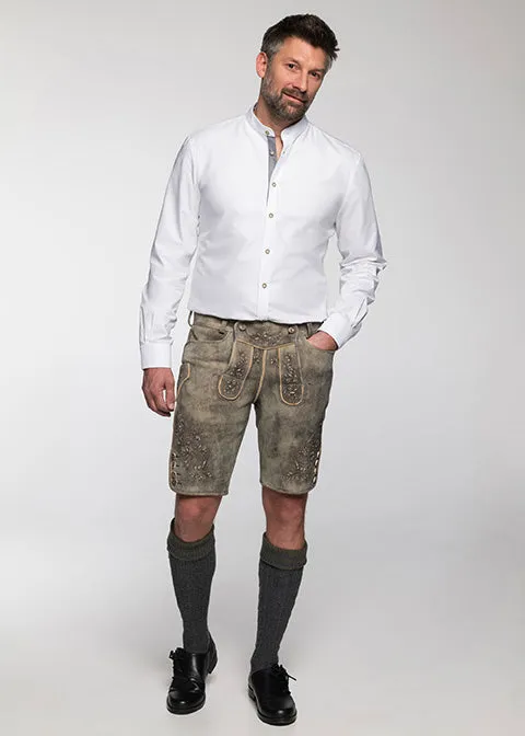 beckert-hocheck-lederhose-kurz-altjuchten-mit-jagdstick image 1