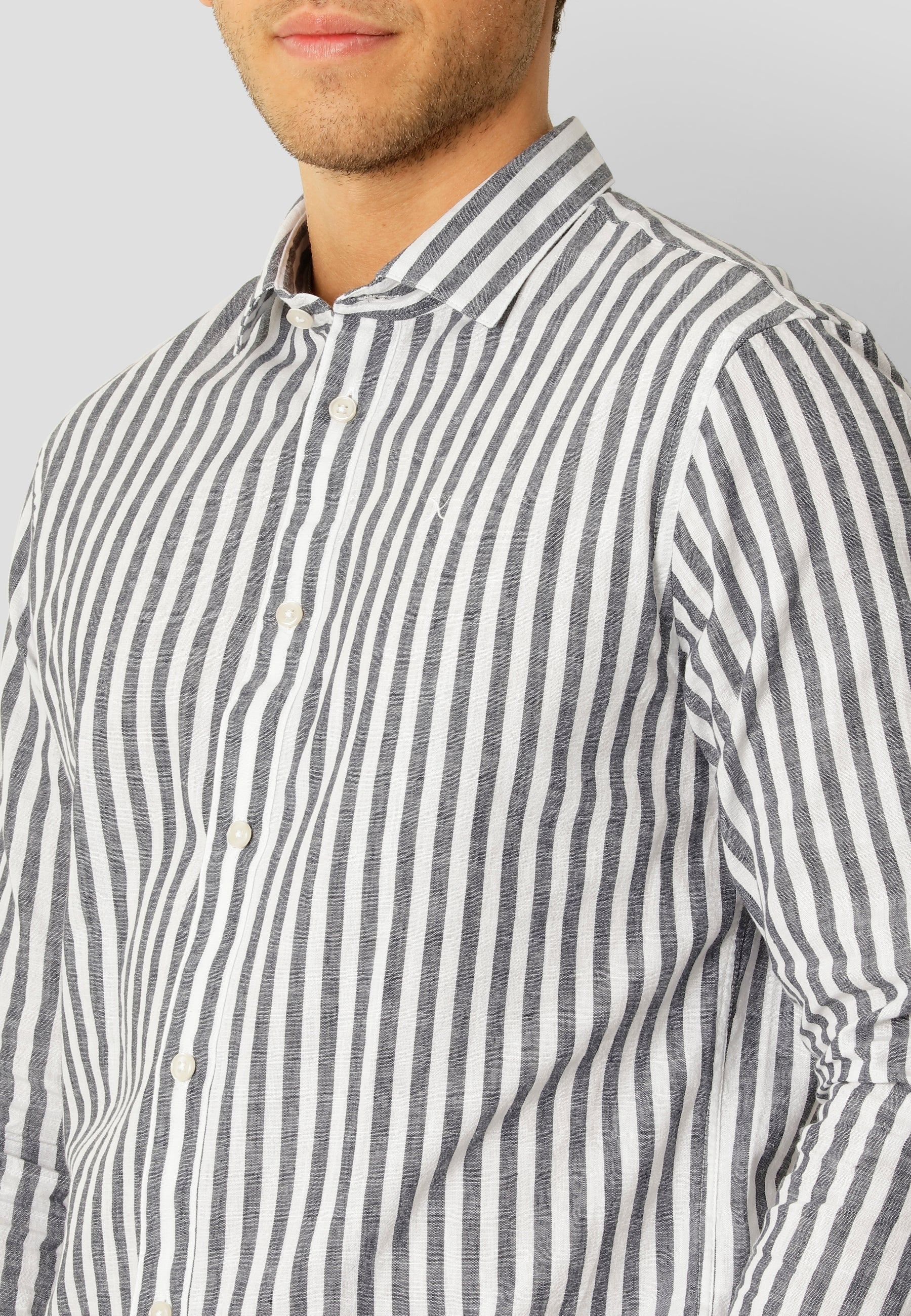 clean-cut-copenhagen-jamie-hemd-navy-ecru-leinen-streifen image 4