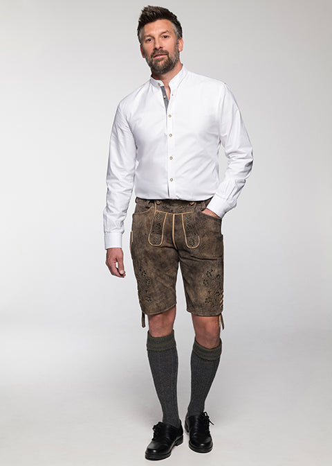beckert-lederhosen-moses-kurze-lederhose-tabacco-stickerei image 1