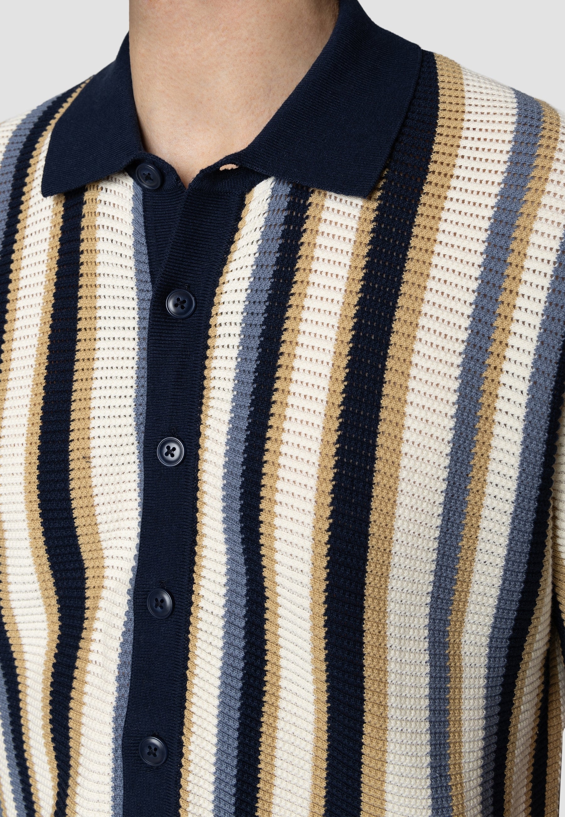 clean-cut-copenhagen-daniel-strickhemd-ecru-blue-gestreift-baumwolle image 2