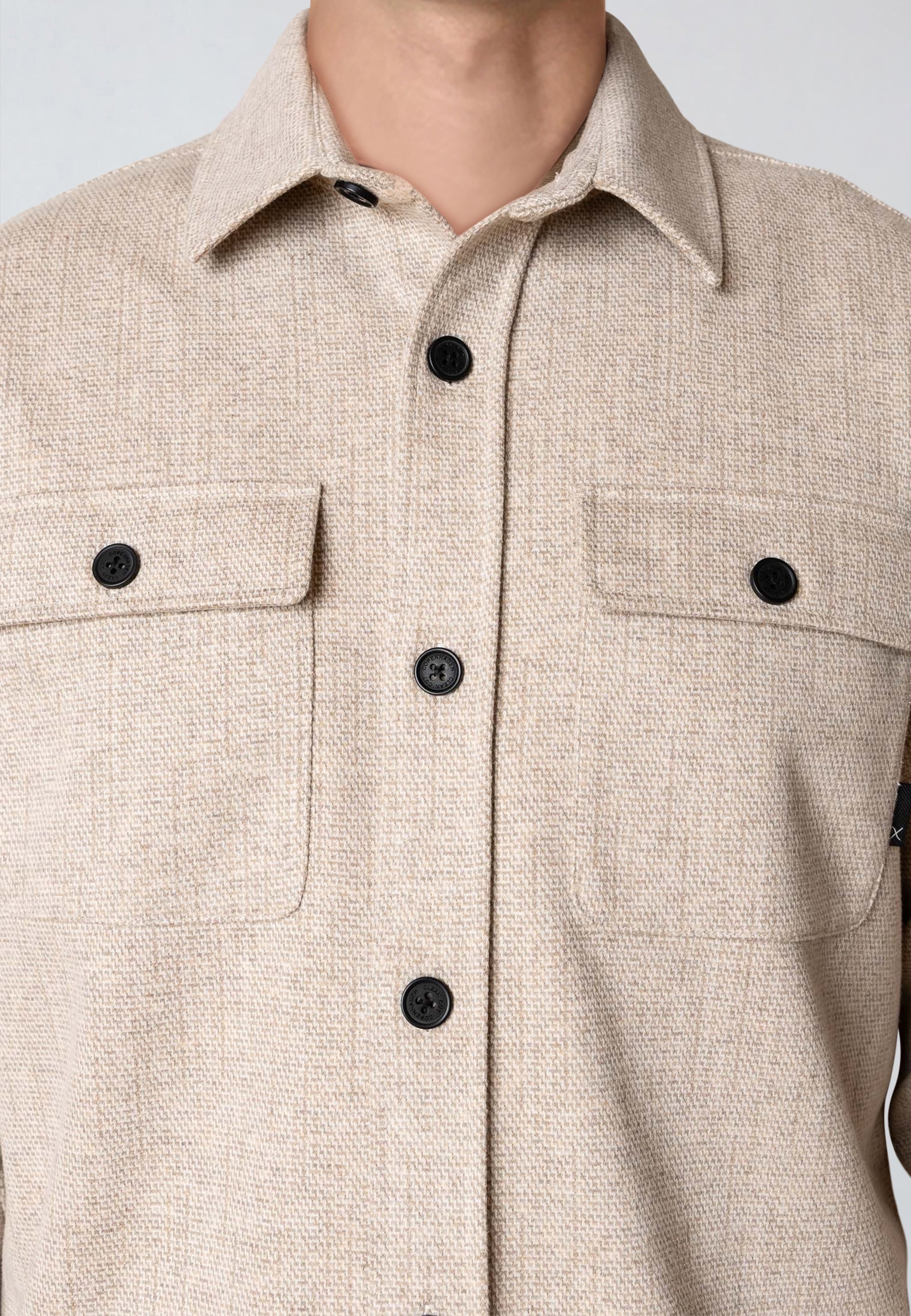 clean-cut-copenhagen-barron-overshirt-beige-melange image 2
