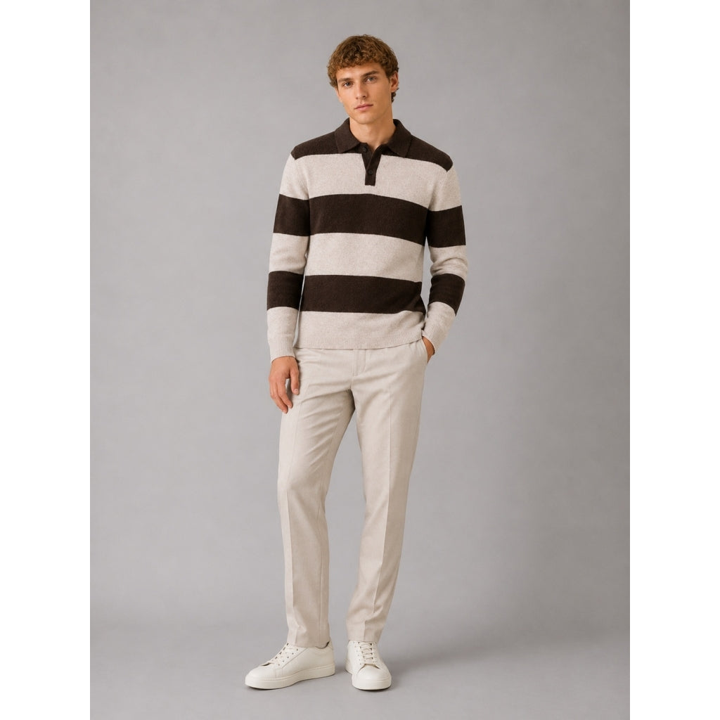 clean-cut-copenhagen-marvin-cashmere-polo-braun-stripe-strick image 3