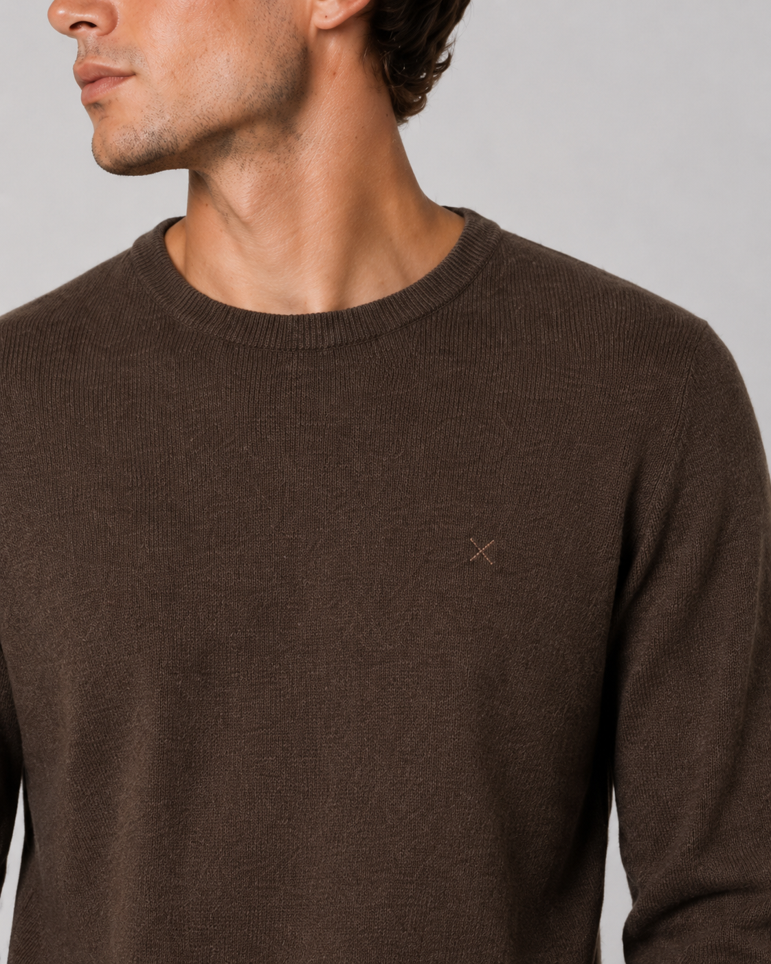 clean-cut-copenhagen-knitwear-merino-crewneck-pullover-brown-melange image 2